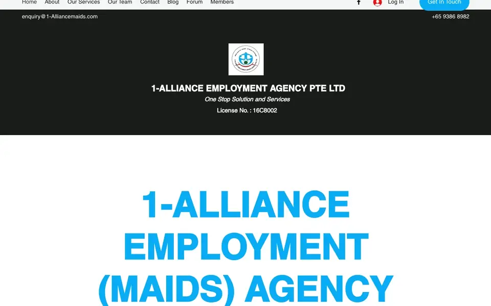 1-Alliance Employment Agency website homepage, 4 Oct 2026