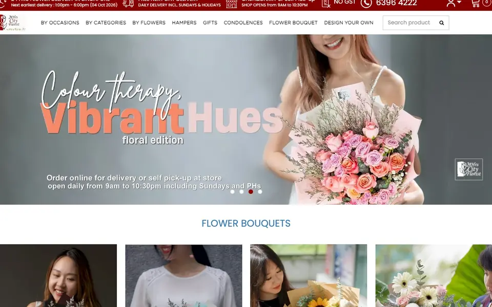 24Hrs City Florist website homepage, 4 Oct 2026