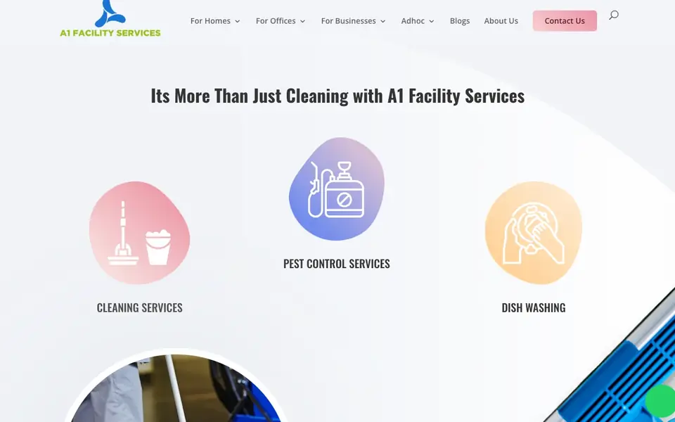 A1 Facility Services Pte Ltd website homepage, 4 Oct 2026