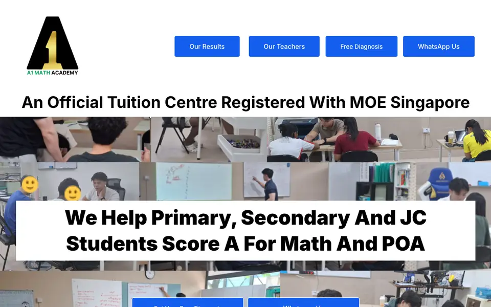 A1 Math Academy website homepage, 4 Oct 2026
