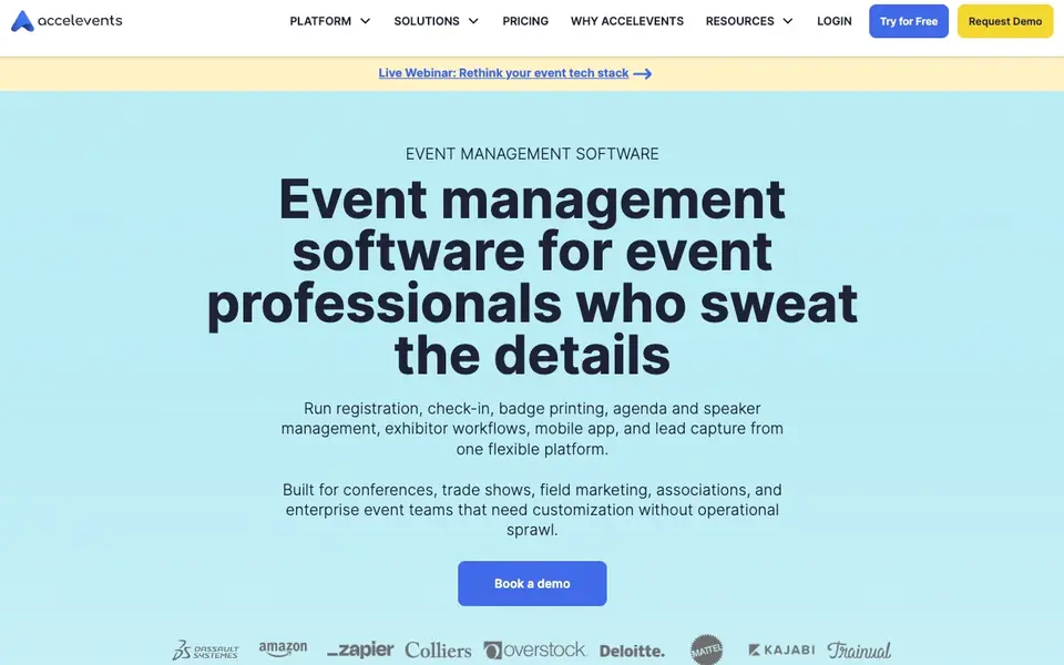 Accelevents website homepage, 4 Oct 2026