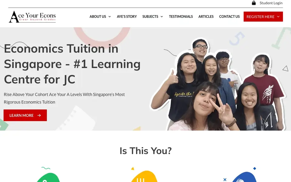 AceYourEcons website homepage, 4 Oct 2026