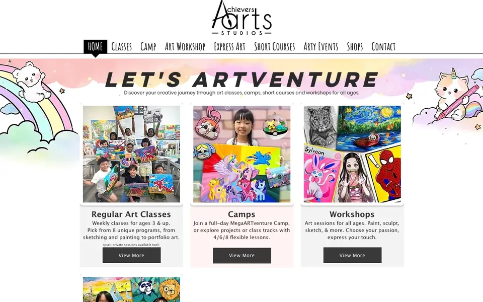 Achievers Arts website homepage, 4 Oct 2026