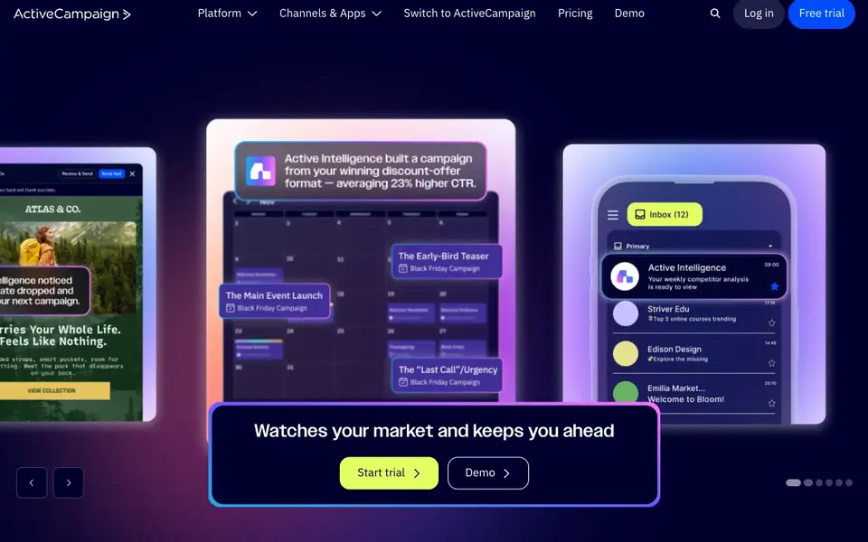 ActiveCampaign website homepage, 4 Oct 2026