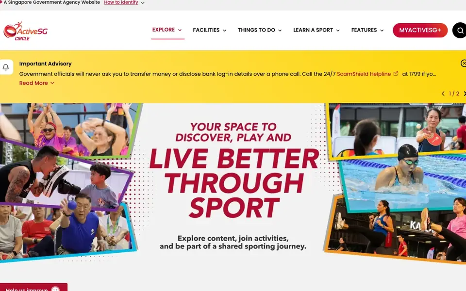 Clementi ActiveSG Swimming Complex website homepage, 4 Oct 2026