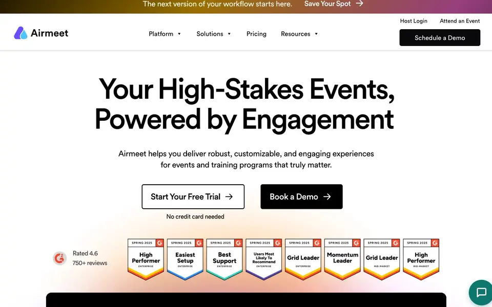 Airmeet website homepage, 4 Oct 2026