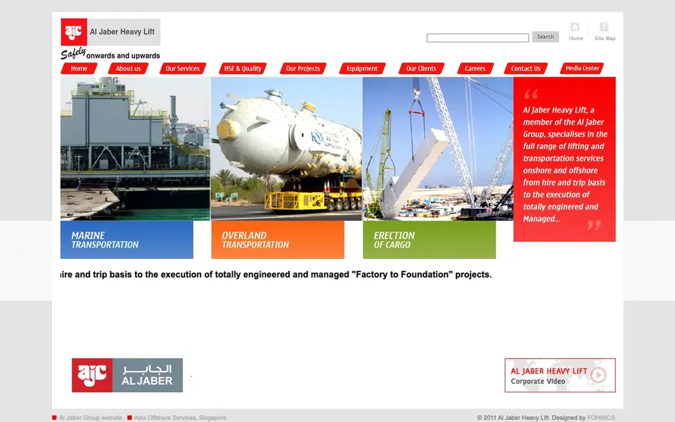 Al Jaber Heavy Lift & Transport Pte Ltd website homepage, 4 Oct 2026