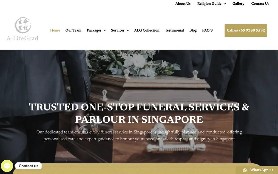 A.Lifegrad Funeral Service website homepage, 4 Oct 2026