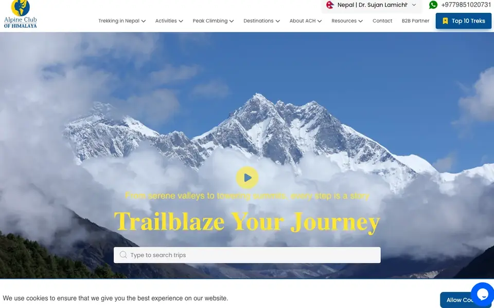 Alpine Club Of Himalaya website homepage, 4 Oct 2026