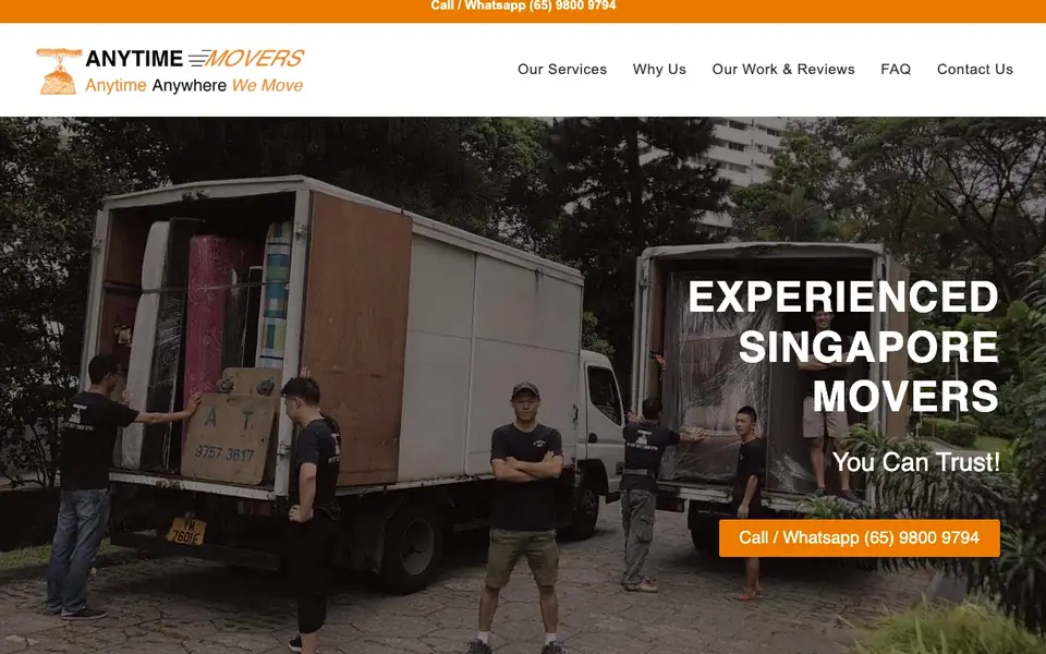 Anytime Movers website homepage, 4 Oct 2026