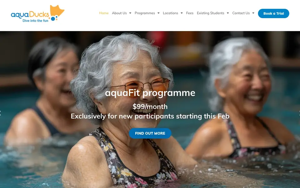 aquaDucks website homepage, 4 Oct 2026