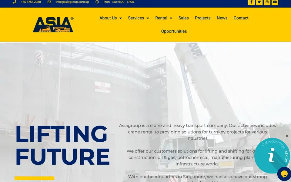 Asiagroup Leasing Pte Ltd website homepage, 4 Oct 2026