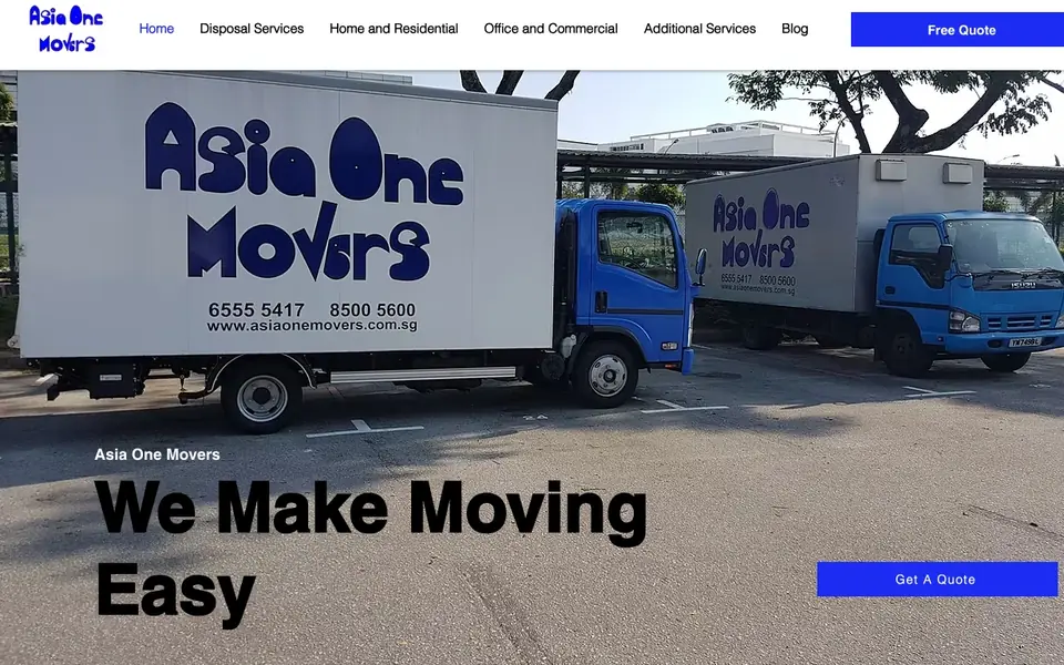 Asia One Movers website homepage, 4 Oct 2026