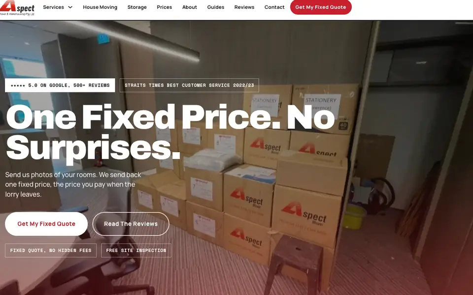 Aspect Movers website homepage, 4 Oct 2026