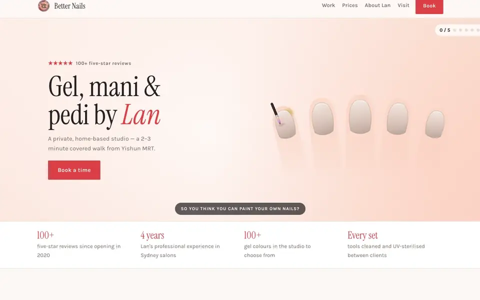 Better Nails website homepage, 4 Oct 2026