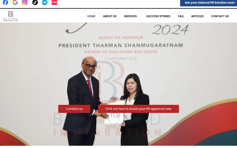 Beyond Immigration Pte. Ltd. website homepage, 4 Oct 2026