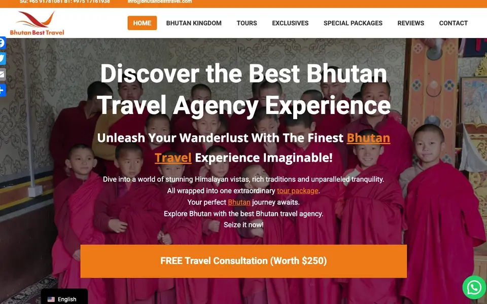 Bhutan Best Travel & Tour website homepage, 4 Oct 2026