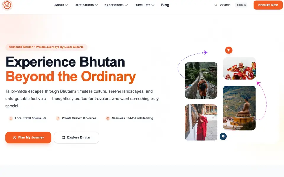 Bhutan Dynasty Travel website homepage, 4 Oct 2026