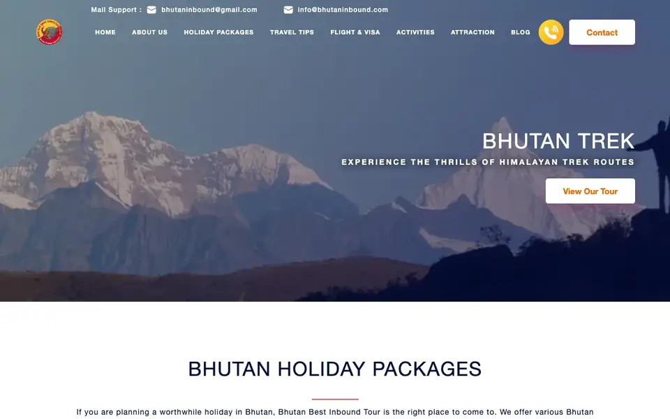 Bhutan Best Inbound Tour website homepage, 4 Oct 2026
