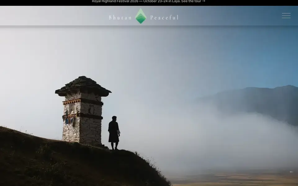 Bhutan Peaceful Tours website homepage, 4 Oct 2026