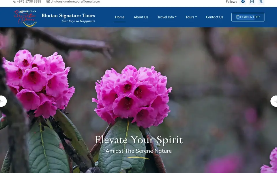 Bhutan Signature Tours website homepage, 4 Oct 2026