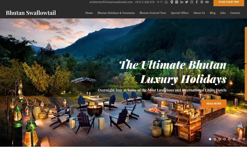 Bhutan Swallowtail Tours website homepage, 4 Oct 2026