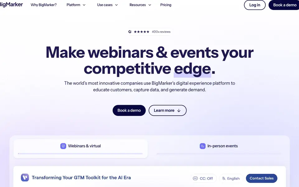 BigMarker website homepage, 4 Oct 2026