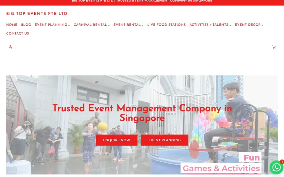 Big Top website homepage, 4 Oct 2026