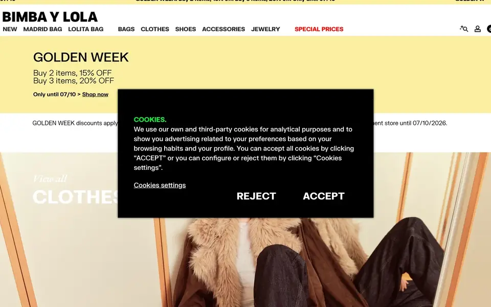 BIMBA Y LOLA website homepage, 4 Oct 2026