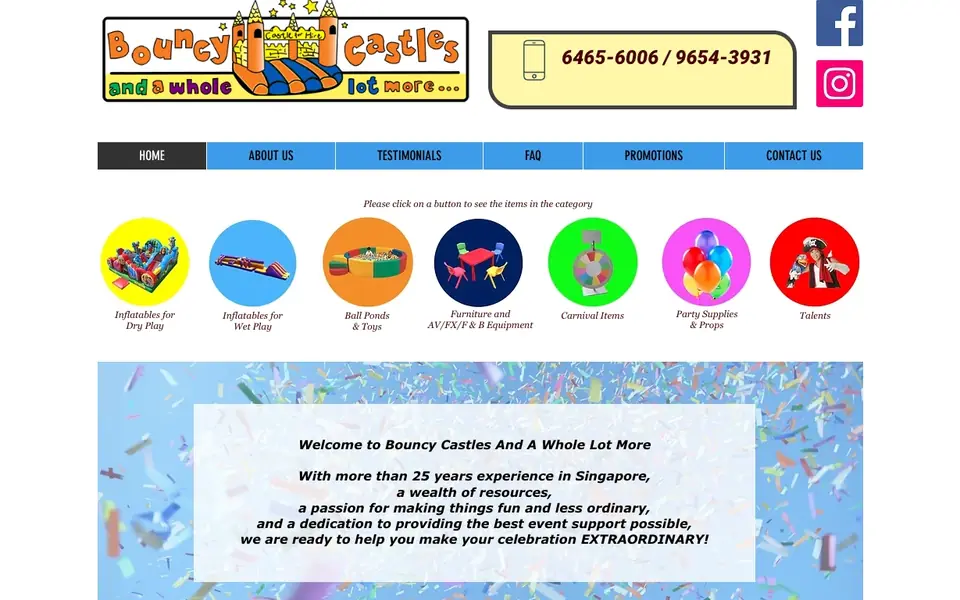 Bouncy Castles & A Whole Lot More website homepage, 4 Oct 2026