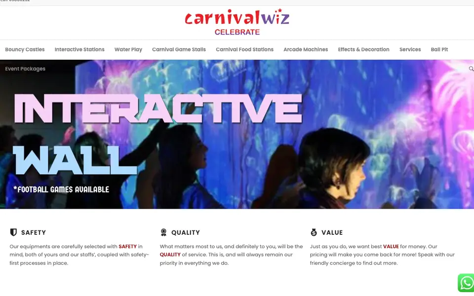 Carnival Wiz website homepage, 4 Oct 2026