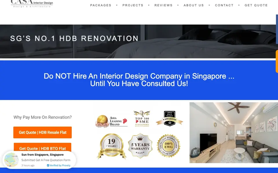 Casa Interior Design website homepage, 4 Oct 2026