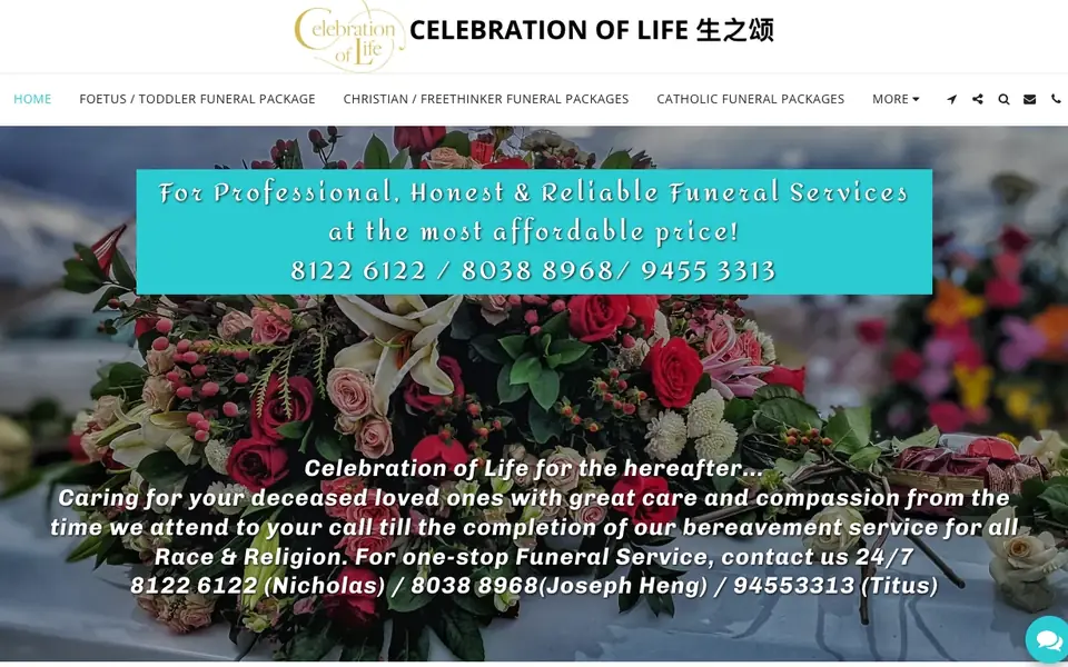 Celebration of Life website homepage, 4 Oct 2026