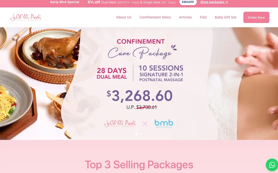 Chilli Padi Confinement website homepage, 4 Oct 2026