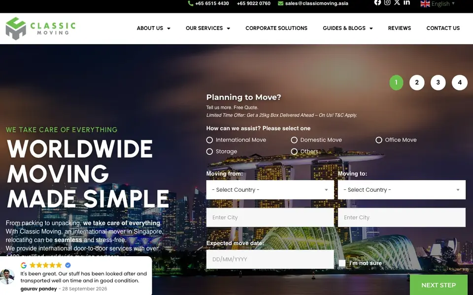 Classic Moving Asia website homepage, 4 Oct 2026