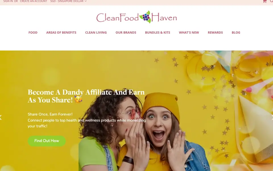Clean Food Haven website homepage, 4 Oct 2026