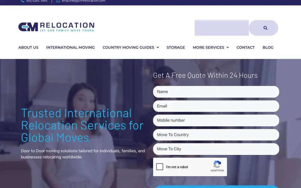 CM Relocation website homepage, 4 Oct 2026