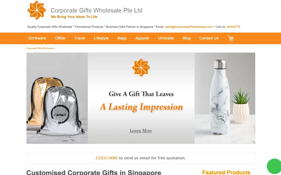 Corporate Gifts Wholesale website homepage, 4 Oct 2026