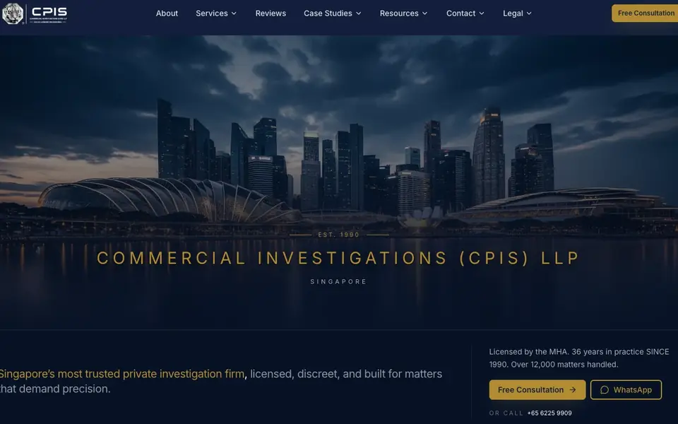 Commercial Investigators website homepage, 4 Oct 2026