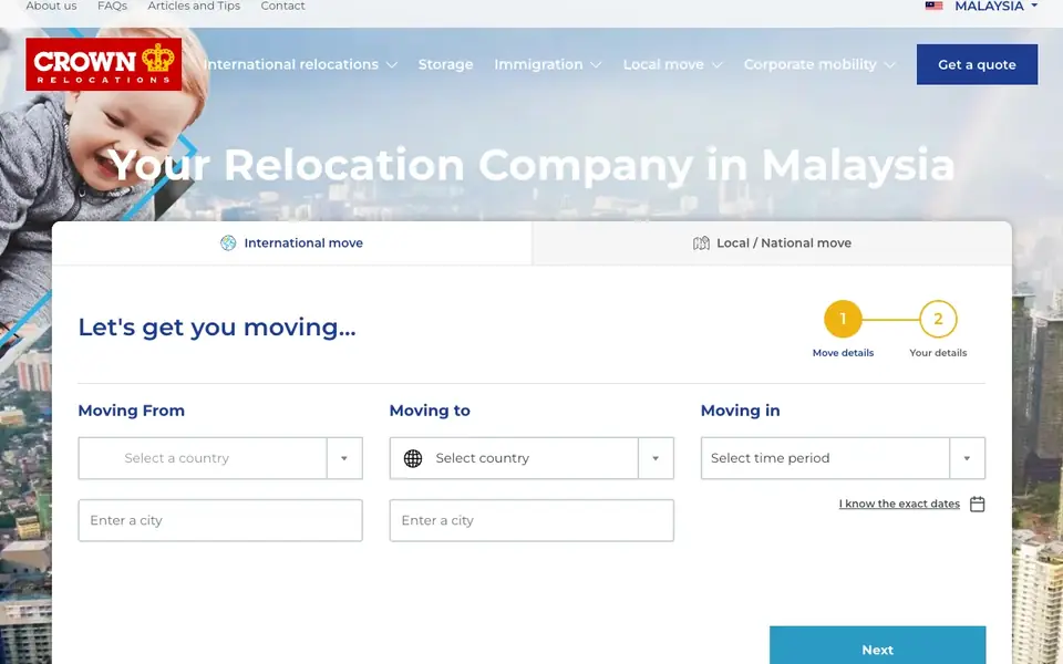Crown Relocations website homepage, 4 Oct 2026