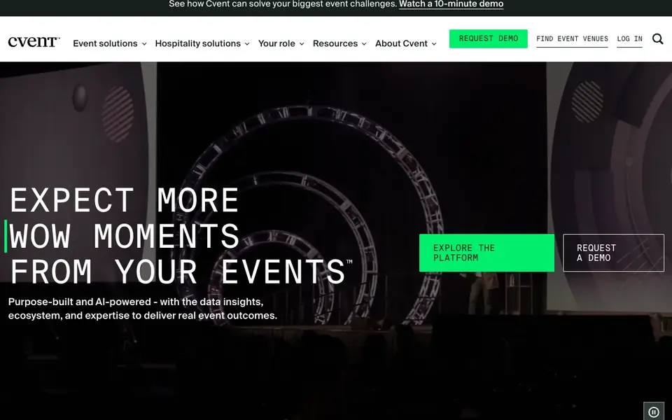 Cvent website homepage, 4 Oct 2026