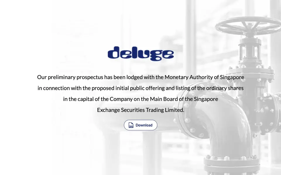 Deluge website homepage, 4 Oct 2026