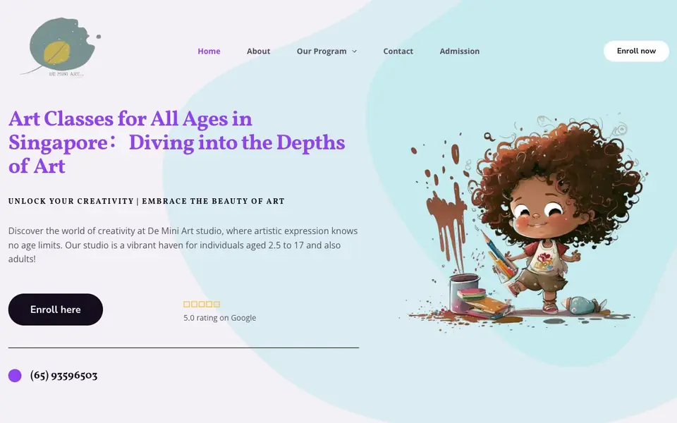 De Mini Art Studio website homepage, 4 Oct 2026