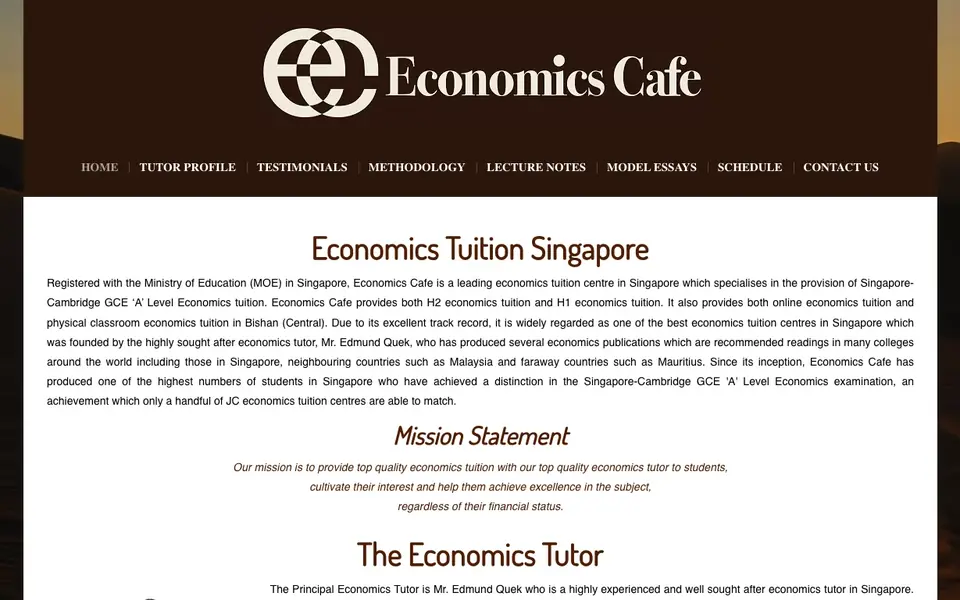 Economics Cafe website homepage, 4 Oct 2026