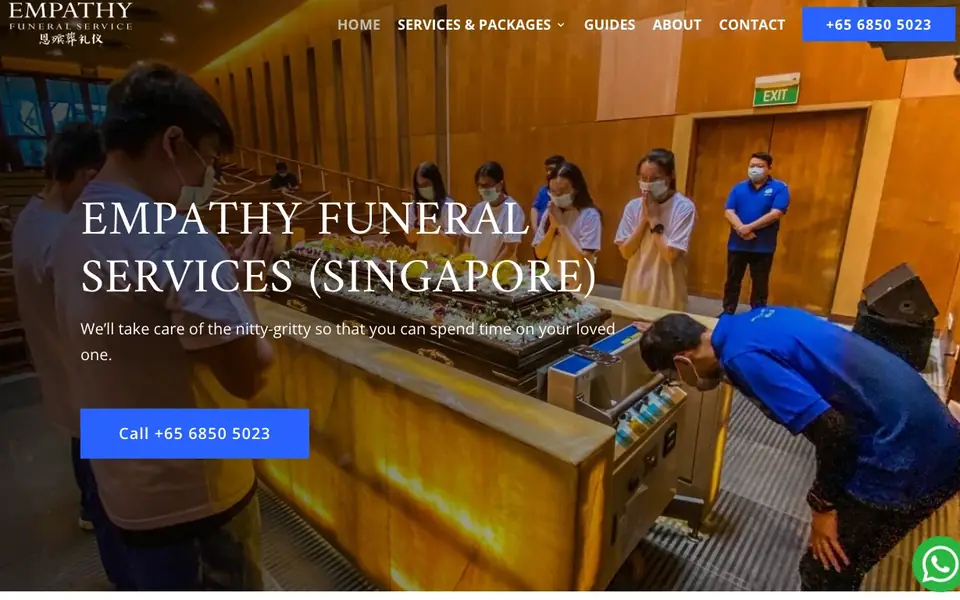 Empathy Funeral Services Pte Ltd website homepage, 4 Oct 2026