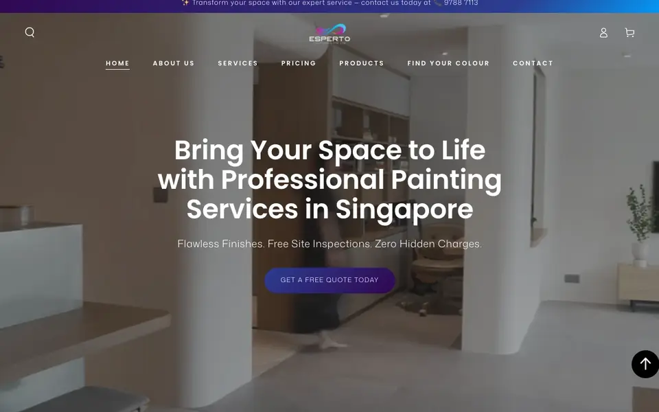 Esperto Paintworks website homepage, 4 Oct 2026