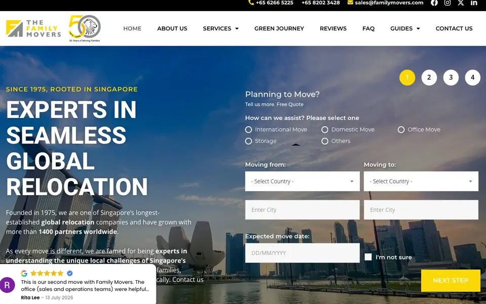 The Family Movers website homepage, 4 Oct 2026