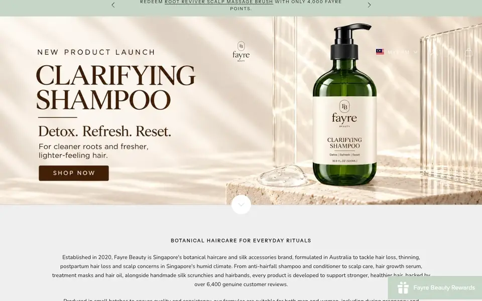 Fayre Beauty website homepage, 4 Oct 2026