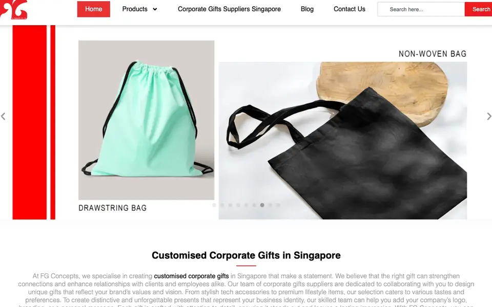 FG Concepts Pte Ltd website homepage, 4 Oct 2026