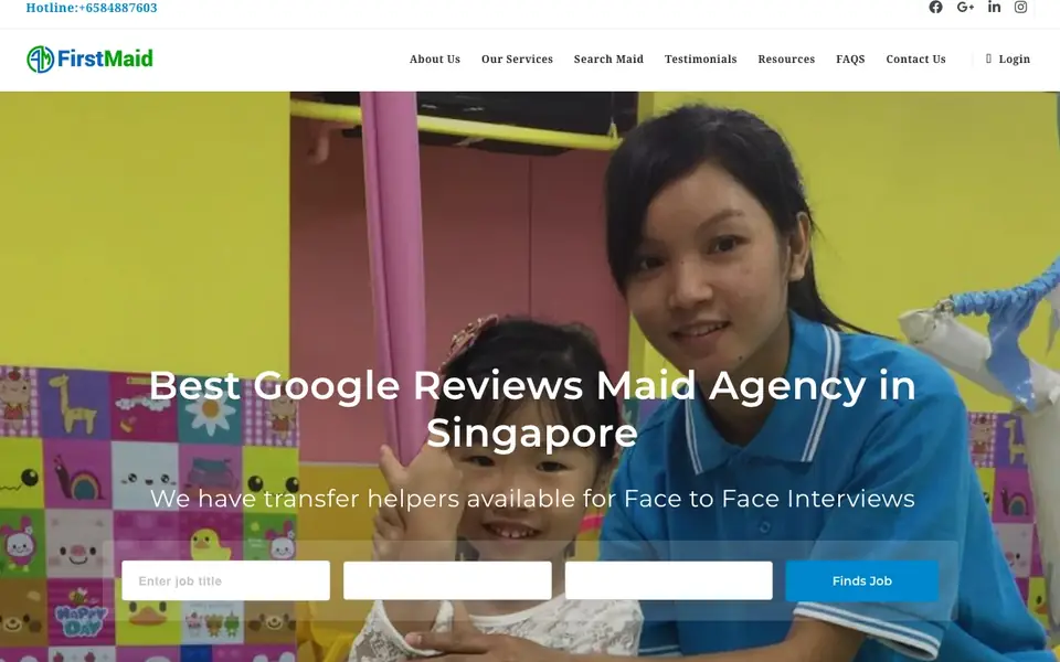 FirstMaid website homepage, 4 Oct 2026
